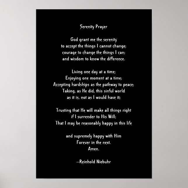 Serenity Prayer Poster (Framsidan)