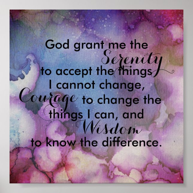 Serenity prayer poster abstrakt för citattecken, v (Framsidan)
