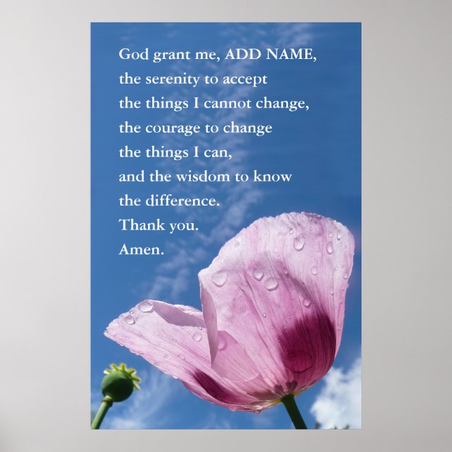 Serenity Prayer Poster, accepterande av offertkons Poster (Framsidan)