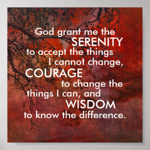 Serenity prayer poster fet grått och vitt citat