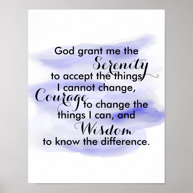 Serenity prayer poster vattenfärgsdesign för citat (Framsidan)