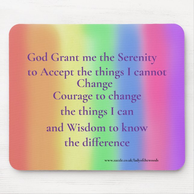 Serenity prayer regnbåge musmatta (Framsidan)