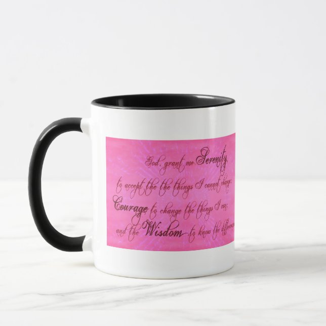 Serenity Prayer Ringer Mugg, Magenta Rosa Mugg (Vänster)