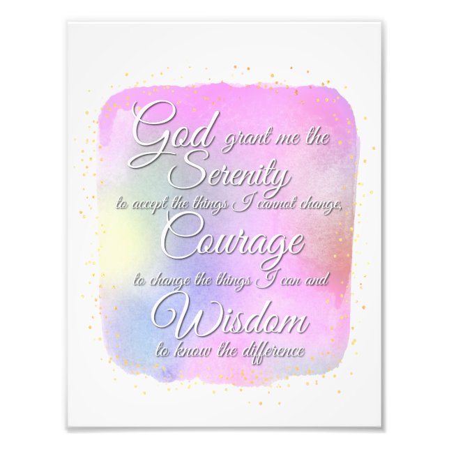 Serenity Prayer Rosa och Guld Prickar Fototryck (Framsidan)