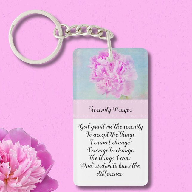 Serenity Prayer Rosa Peony Keychain (Skapare uppladdad)