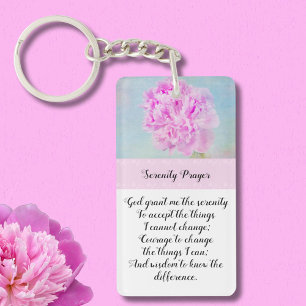Serenity Prayer Rosa Peony Nyckelring
