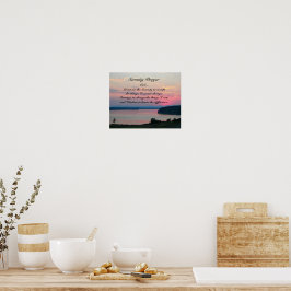 Serenity Prayer Rosa Sjölandskap Solnedgång Poster