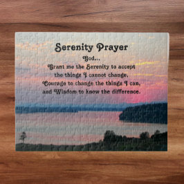 Serenity Prayer Rosa Sjölandskap Solnedgång Pussel
