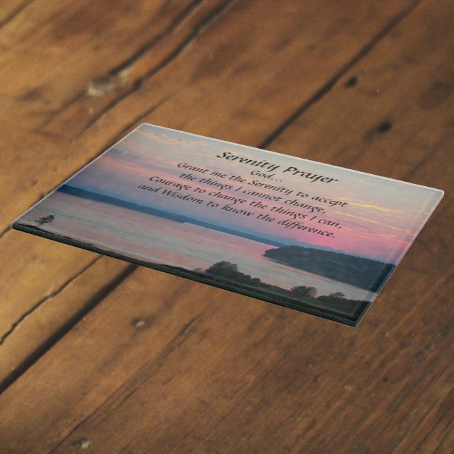 Serenity Prayer Rosa Sjölandskap Sunset (In Situ)