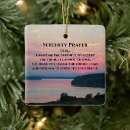 Serenity Prayer Rosa Sjölandskap Sunset Julgransprydnad Keramik