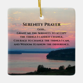 Serenity Prayer Rosa Sjölandskap Sunset Julgransprydnad Keramik