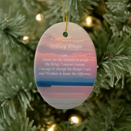 Serenity Prayer Rosa Sjölandskap Sunset Julgransprydnad Keramik
