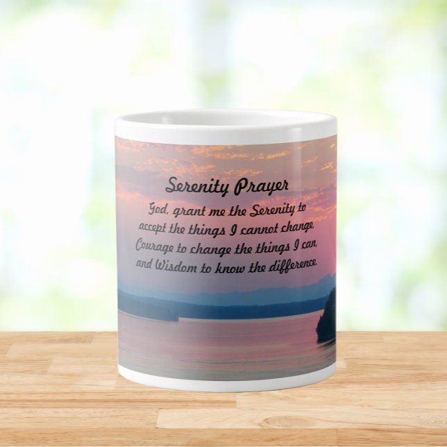 Serenity Prayer Rosa Sjölandskap Sunset Jumbo Mugg (In Situ)