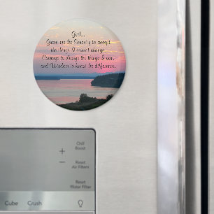 Serenity Prayer Rosa Sjölandskap Sunset Magnet