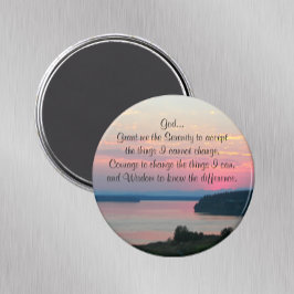 Serenity Prayer Rosa Sjölandskap Sunset Magnet