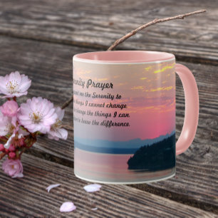 Serenity Prayer Rosa Sjölandskap Sunset Mugg