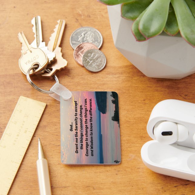 Serenity Prayer Rosa Sjölandskap Sunset Nyckelring (Skrivbord)