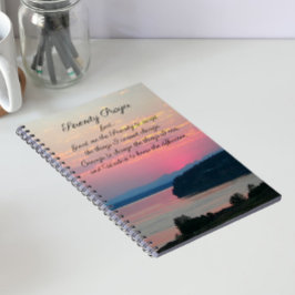 Serenity Prayer Rosa Sjölandskap Sunset Photo Anteckningsbok