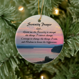Serenity Prayer Rosa Sjölandskap Sunset Photo Julgransprydnad Keramik