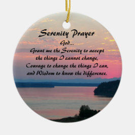 Serenity Prayer Rosa Sjölandskap Sunset Photo Julgransprydnad Keramik