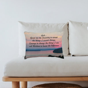 Serenity Prayer Rosa Sjölandskap Sunset Photo Prydnadskudde