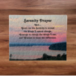 Serenity Prayer Rosa Sjölandskap Sunset Pussel<br><div class="desc">10 x 8-tums pussel med den sceniska fotobilden av ett färgstarkt,  rosa,  sjölandskap solnedgång tillsammans med Serenity Prayers inspirerande ord. En perfekt storlek för ramning!</div>