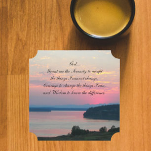 Serenity Prayer Rosa Sjölandskap Sunset Underlägg Papper