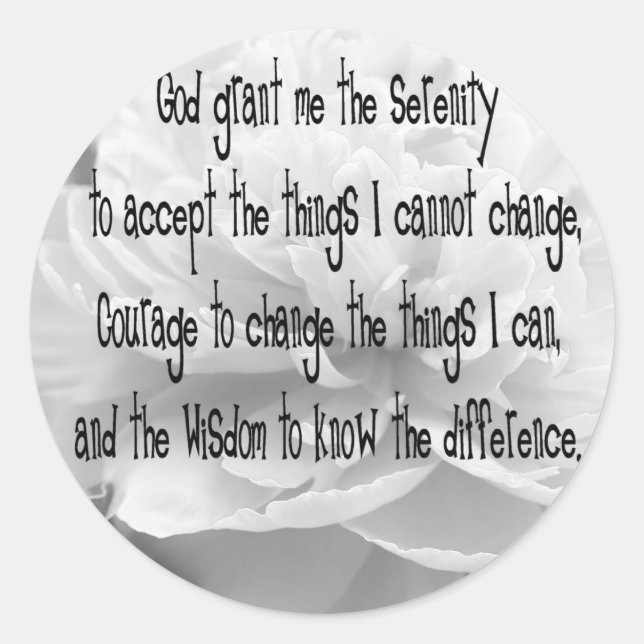 Serenity Prayer Runt Klistermärke (Framsida)