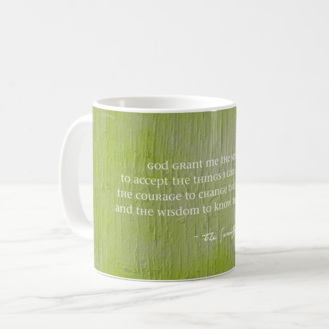 Serenity Prayer Rustic Grönt Barn Faith Hope Kärle Kaffemugg (Framsida vänster)