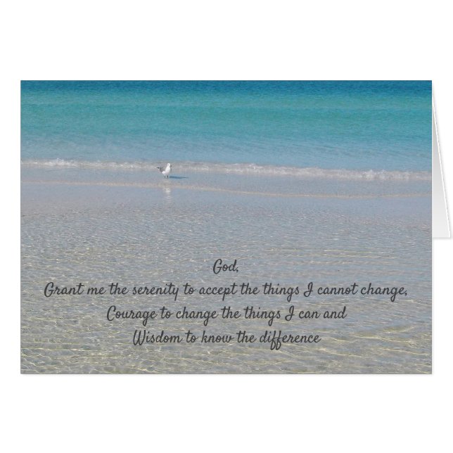 Serenity Prayer Sea Gull och Beach Hälsningskort (Framsidan Horizontal)