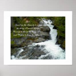 Serenity Prayer Skog Vattenfall Fotografisk Poster
