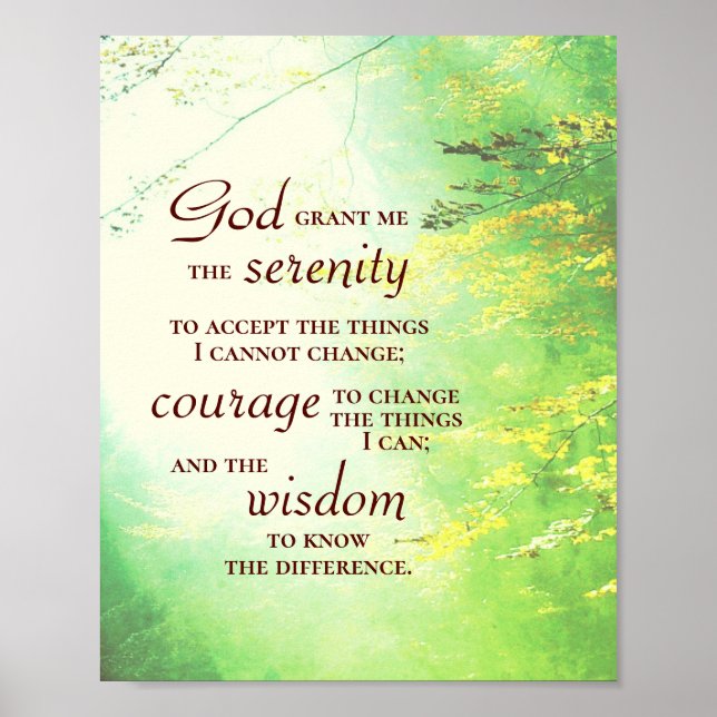 Serenity Prayer, skogen Poster (Framsidan)