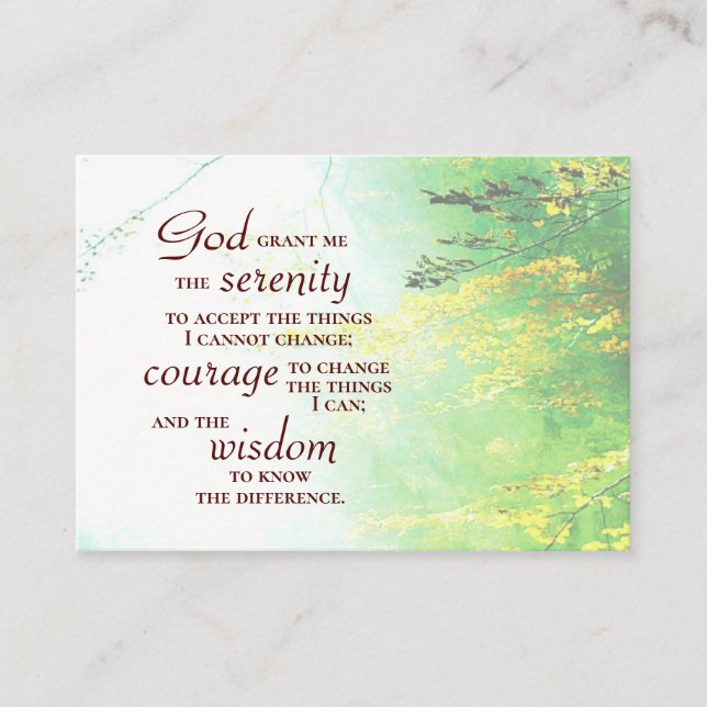 Serenity Prayer, skogen Visitkort (Framsida)