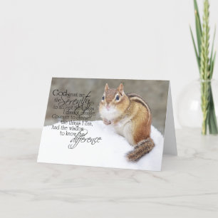 Serenity Prayer Snowy Chipmunk Helgkort