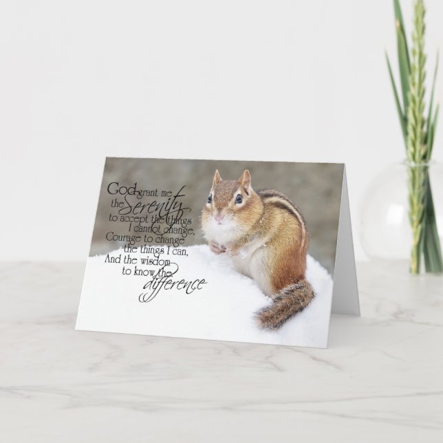Serenity Prayer Snowy Chipmunk Helgkort (Framsida)