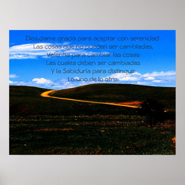 Serenity Prayer/Spanska poster/Motivering Poster (Framsidan)