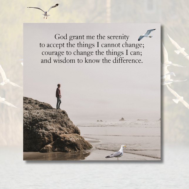 Serenity Prayer Strandscen med Måsar Poster (Serenity Prayer Beach scene with seagulls)