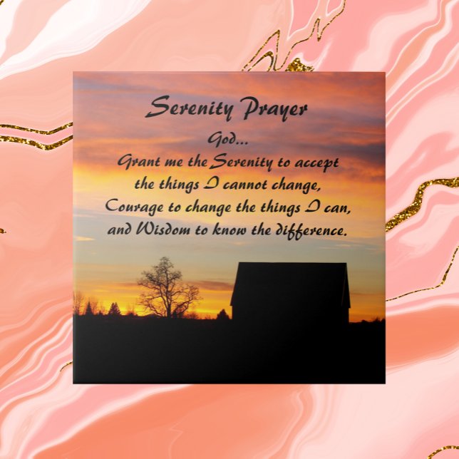Serenity Prayer Sunset Silhouette liggande Kakelplatta (In Situ)