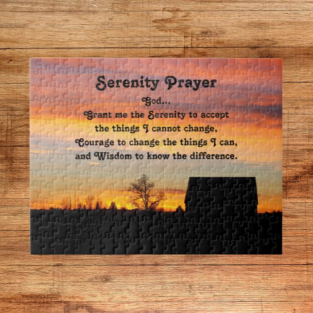 Serenity Prayer Sunset Silhouette liggande Pussel (In Situ)