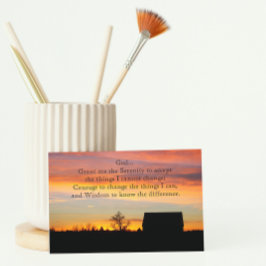 Serenity Prayer Sunset Silhouette liggande tomt Kort