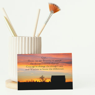 Serenity Prayer Sunset Silhouette liggande tomt Kort