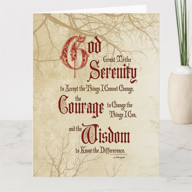 Serenity Prayer: Träd Limbs, styrka/återhämtning Kort (Framsida)