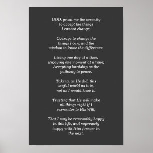 Serenity Prayer - utskrift Poster