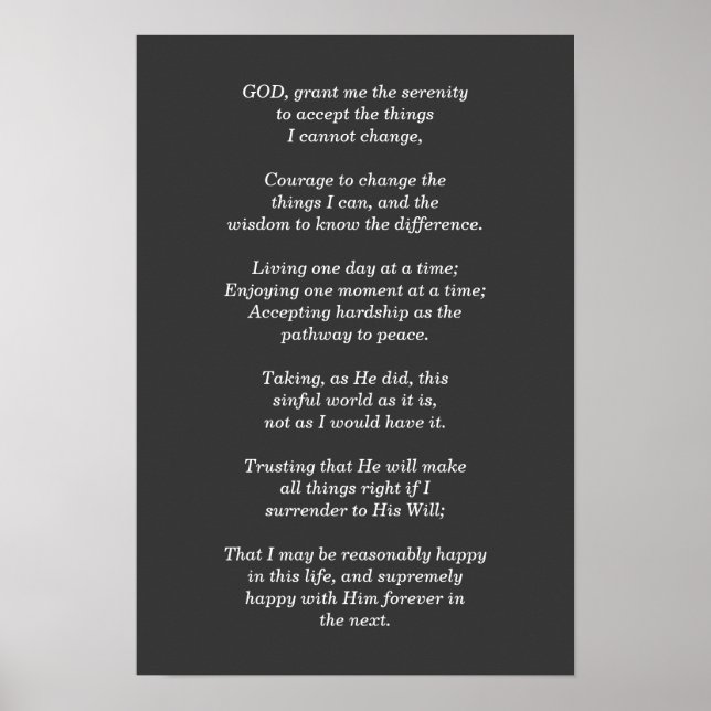 Serenity Prayer - utskrift Poster (Framsidan)