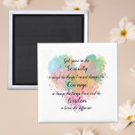 Serenity Prayer Watercolor Magnet<br><div class="desc">Skapa en tankfull gåva åt dig själv eller någon annan med den här Serenity Prayer-textdesignen på en kylmagnet. Skapat i elegant manustypografi som lagts över på ett stil av den digitala vattenfärgen i pastellabstrakt.</div>