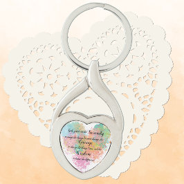 Serenity Prayer Watercolor Metall Keychain Twisted Heart Silverfärgad Nyckelring