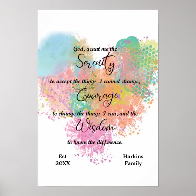 Serenity Prayer Watercolor Poster (Framsidan)