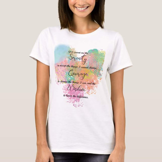 Serenity Prayer Watercolor T Shirt (Framsida)