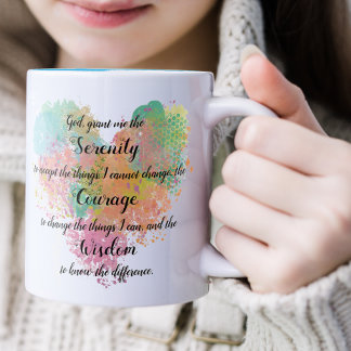 Serenity Prayer Watercolor Two-Tone Coffee Mugg