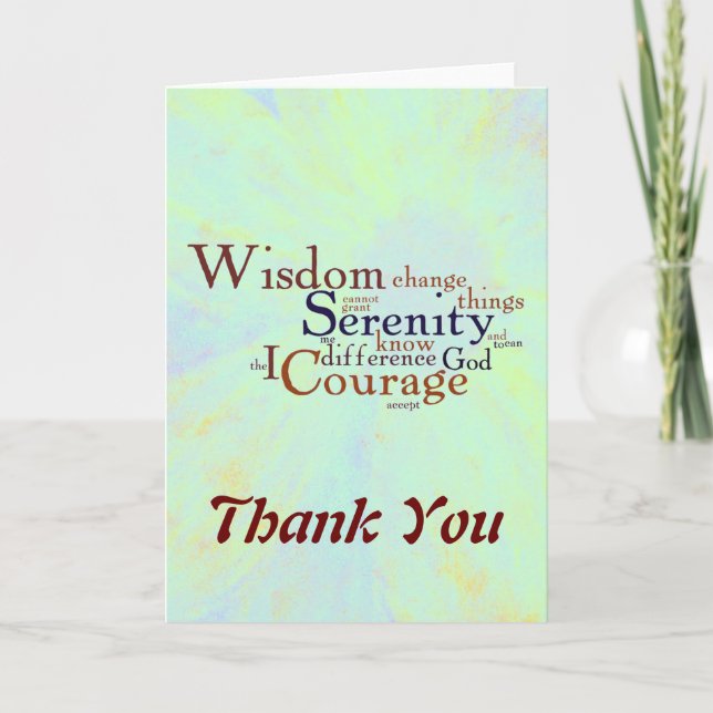 Serenity Prayer Wordle på abstrakt Tack Kort (Framsida)